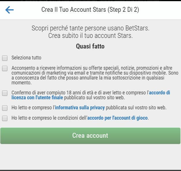 Bet's Anatomy bonus betstars iscrizione betstars 2