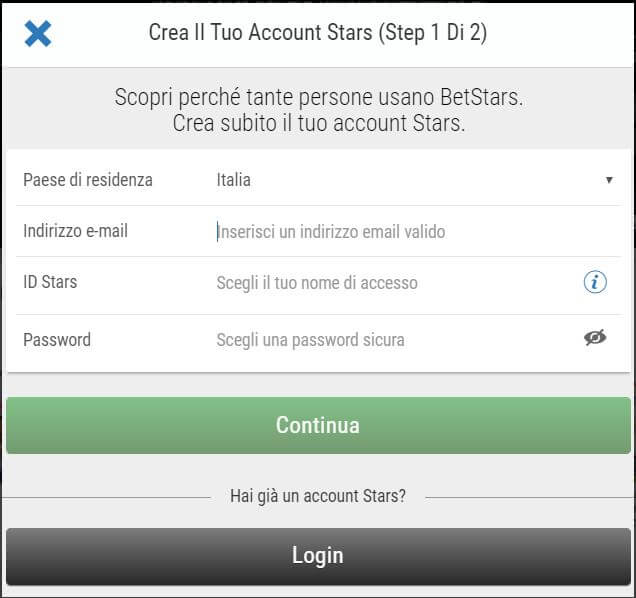 Bet's Anatomy bonus betstars iscrizione betstars