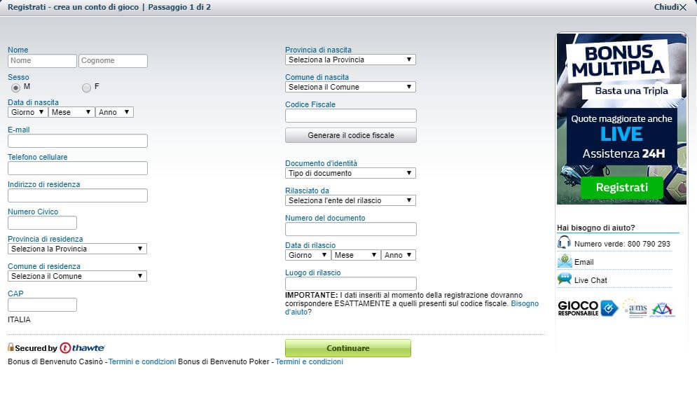 william hill registrazione