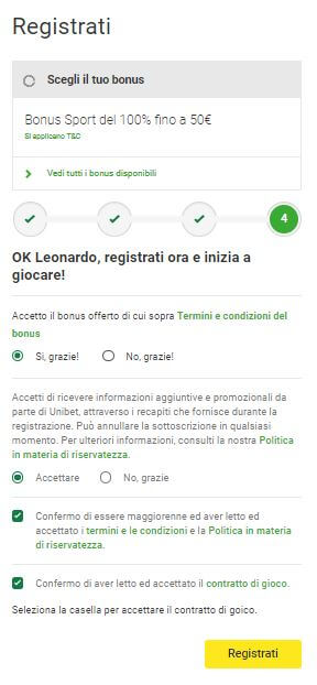 iscrizione unibet